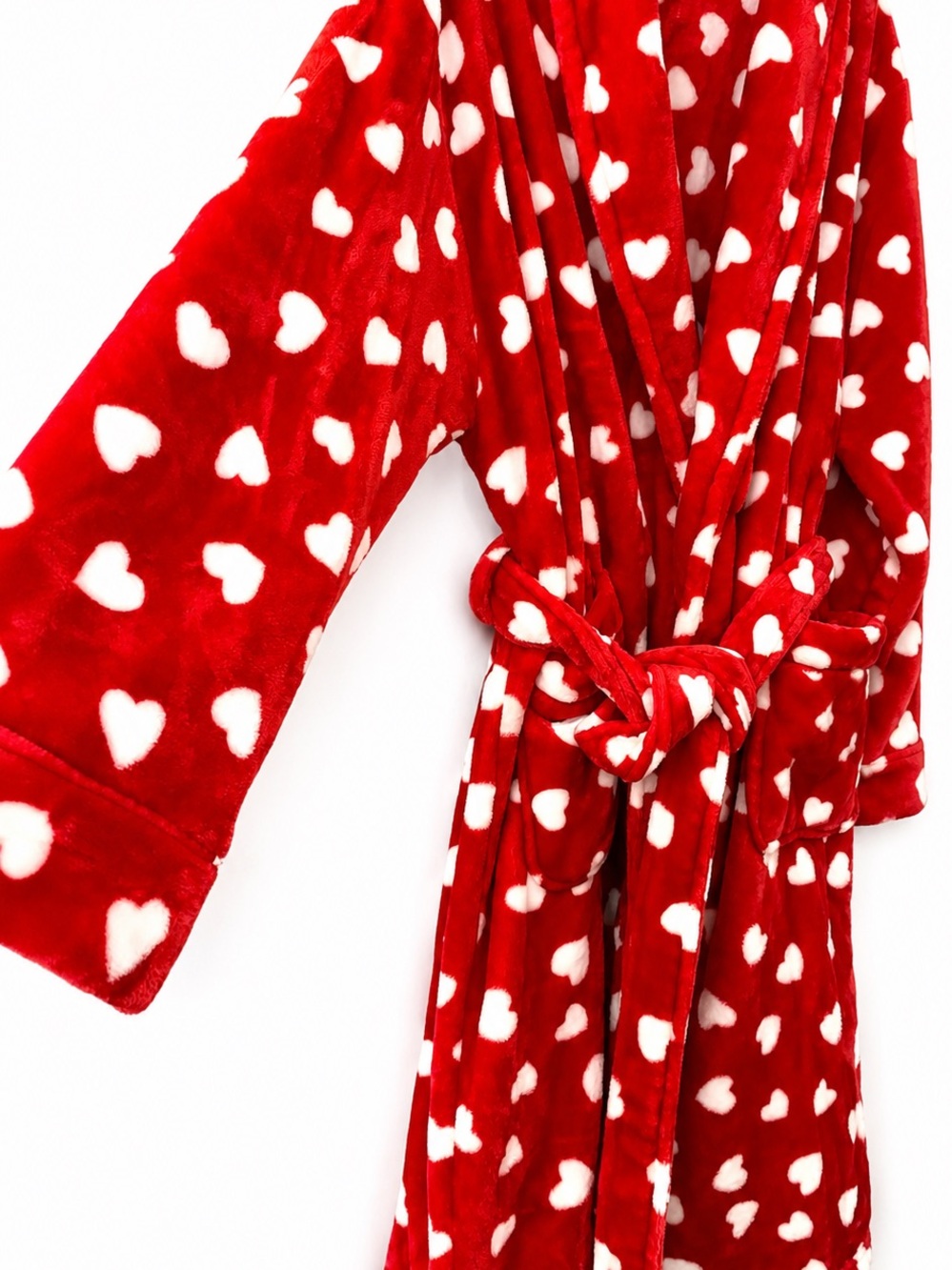 Kate Spade Red Plush Heart-Print Wrap Robe - Picture 3 of 5